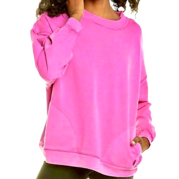 Free People | Tops | Free People Fp Movement Hot Pink Metti Oversized Crew  Sweatshirt | Poshmark